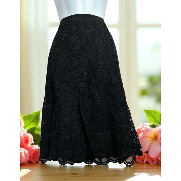 Old Navy Dresses & Skirts - Vintage Old Navy Black Lace A-Line Skirt Sz 8 Dark Academia Whimsy Goth Gothic